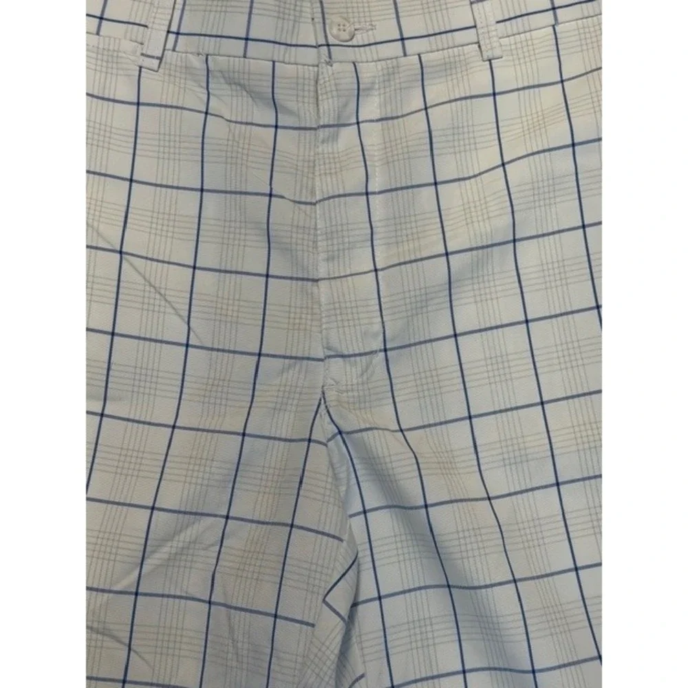 PGA Tour Mens White Blue Windowpane Plaid Golf Shorts Size‎ 38 Polyester